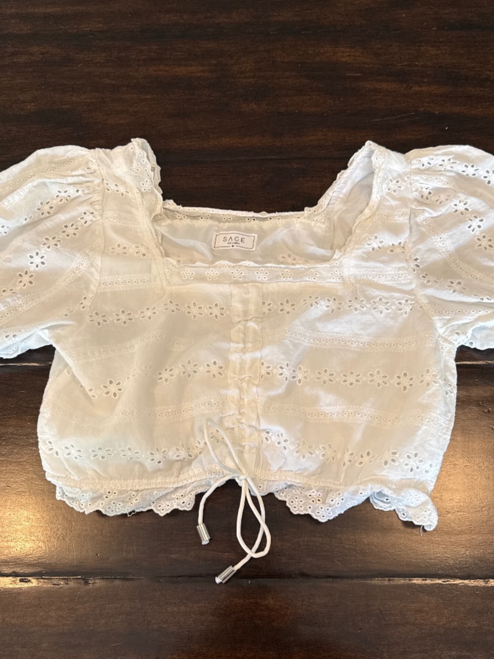 Sage the Label Eyelet Top